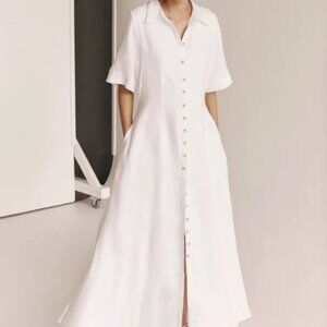 DISSH FRANNIE WHITE LINEN SHIRT DRESS